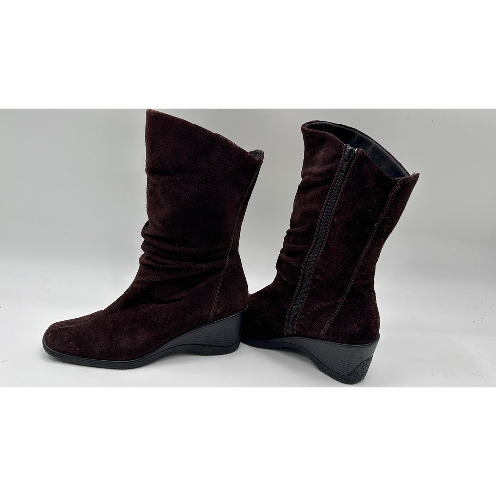 GH Bass Ganelle Brown Suede Wedge Mid Calf Boots Women's Size 8M Heritage Style - Picture 8 of 10